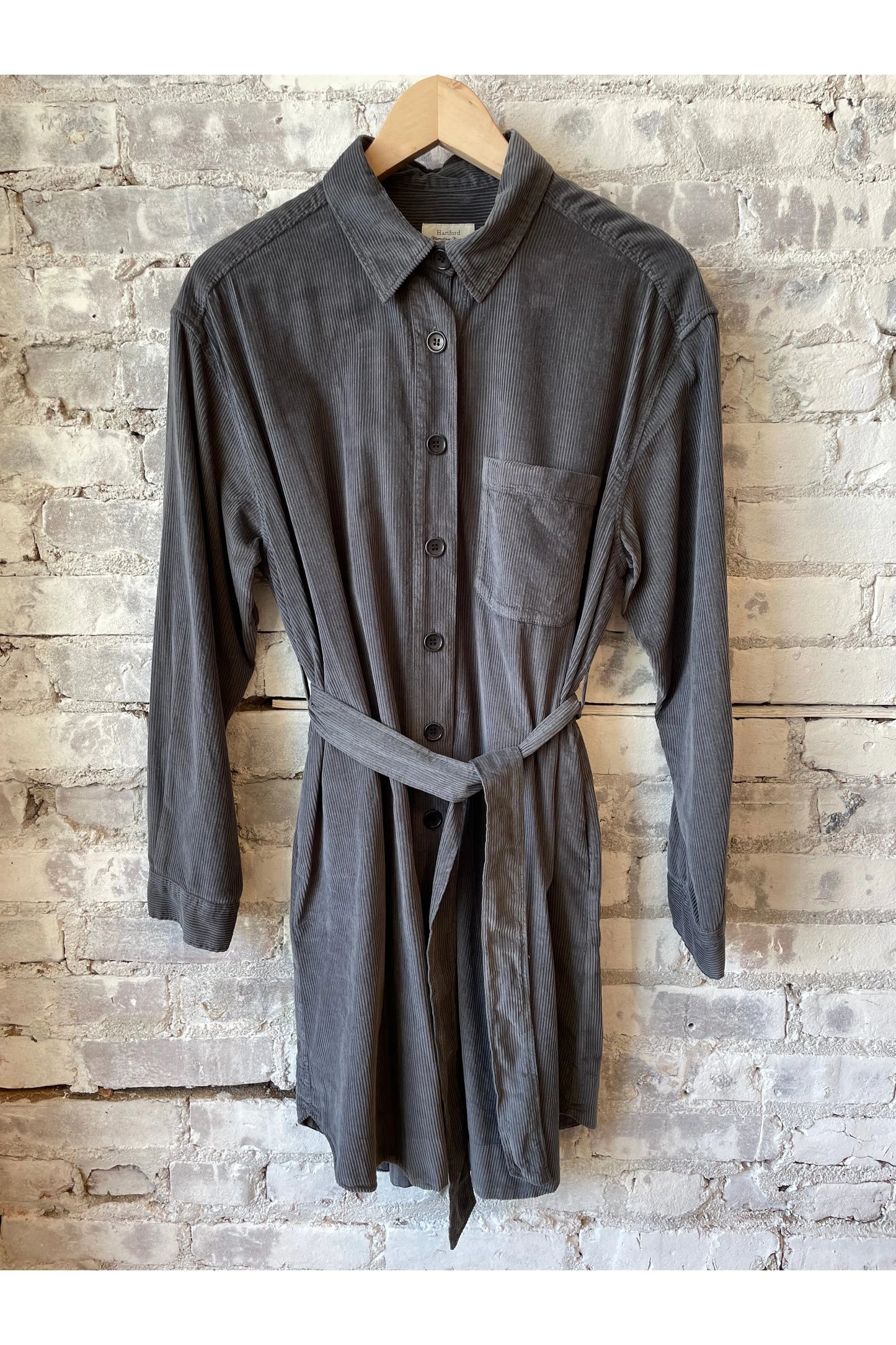 Corduroy Revol Dress - Charcoal - DUNE + SALT