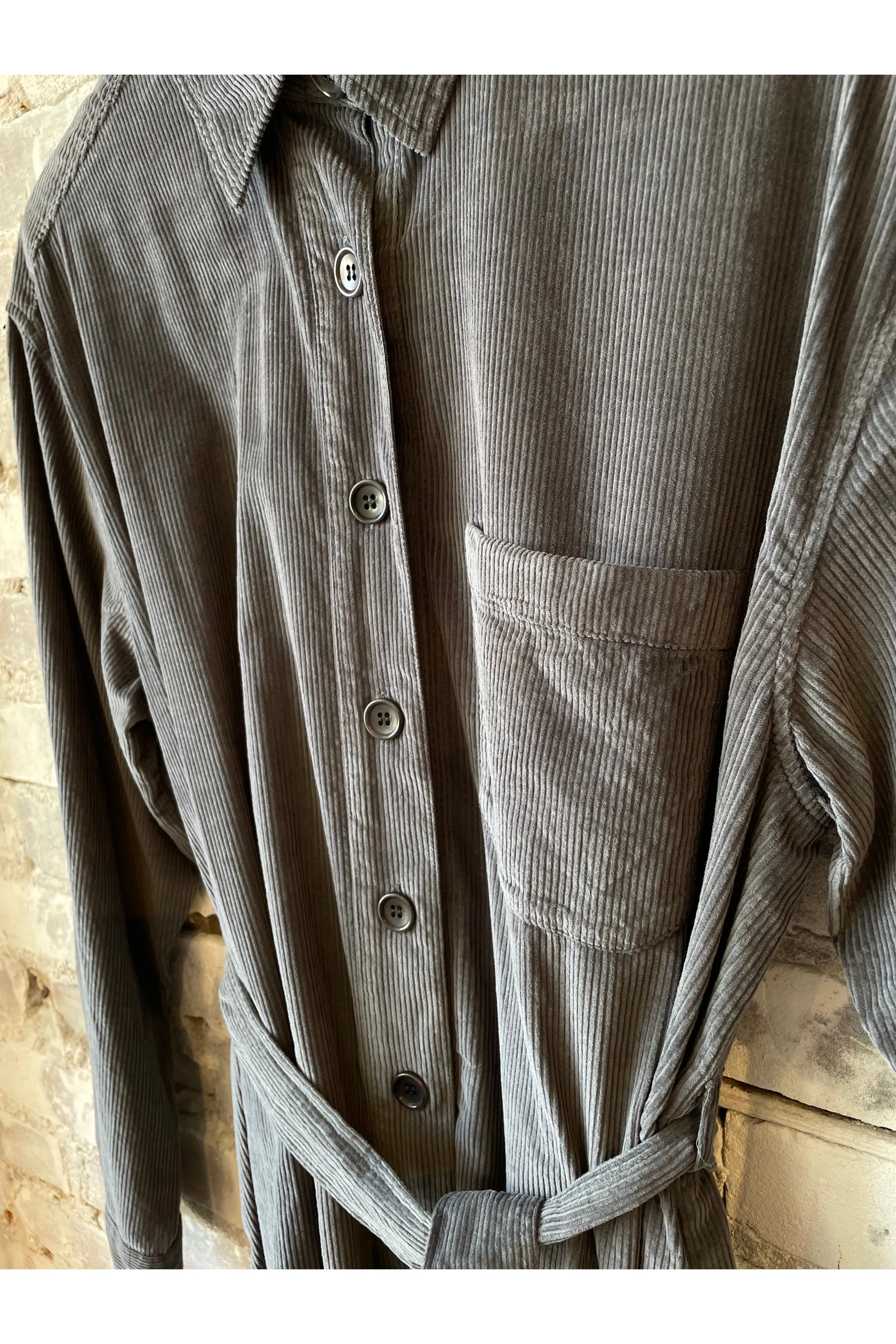 Corduroy Revol Dress - Charcoal - DUNE + SALT