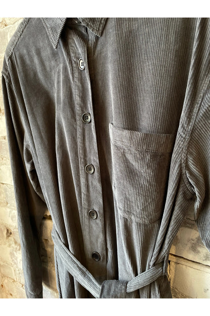 Corduroy Revol Dress - Charcoal - DUNE + SALT