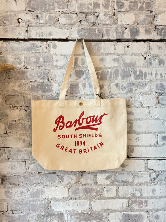 Script Tote Bag - Beige/Red Logo - DUNE + SALT