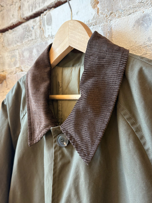 East Harbour Surplus Baxter Waxed Cotton Trench Coat - Green Dark Olive Green