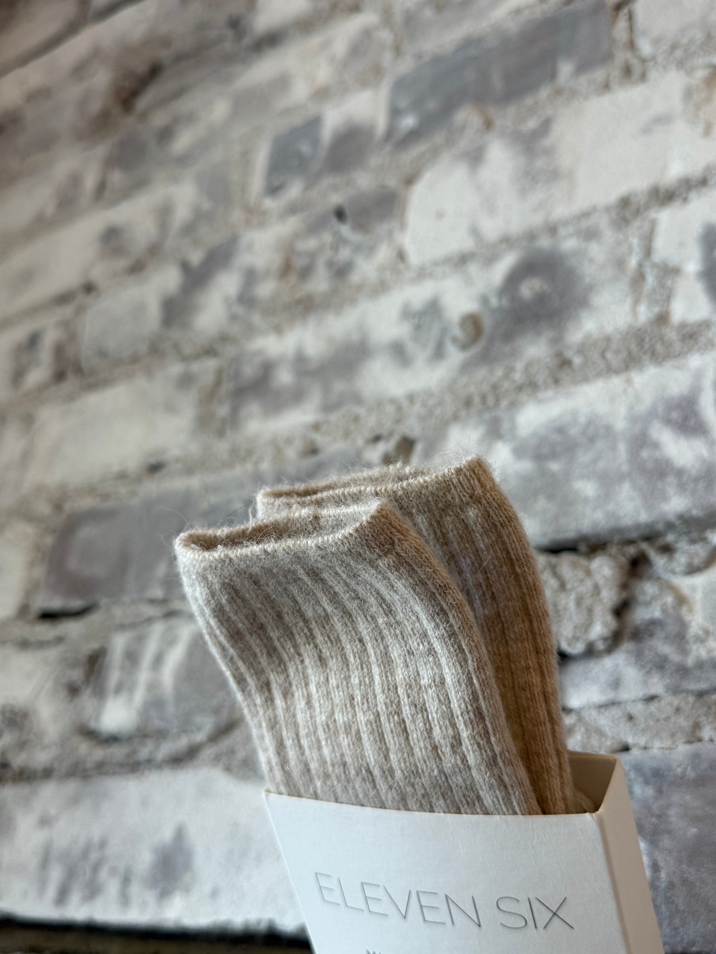 ELEVEN SIX Ali Ribbed Sock - Nude Dark Gray