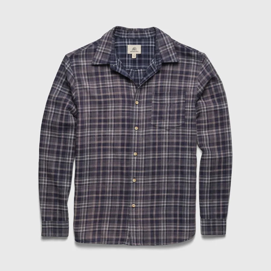 Surfside Supply Brian Washed Twill Plaid Shirt - Blue Combo Dark Slate Gray
