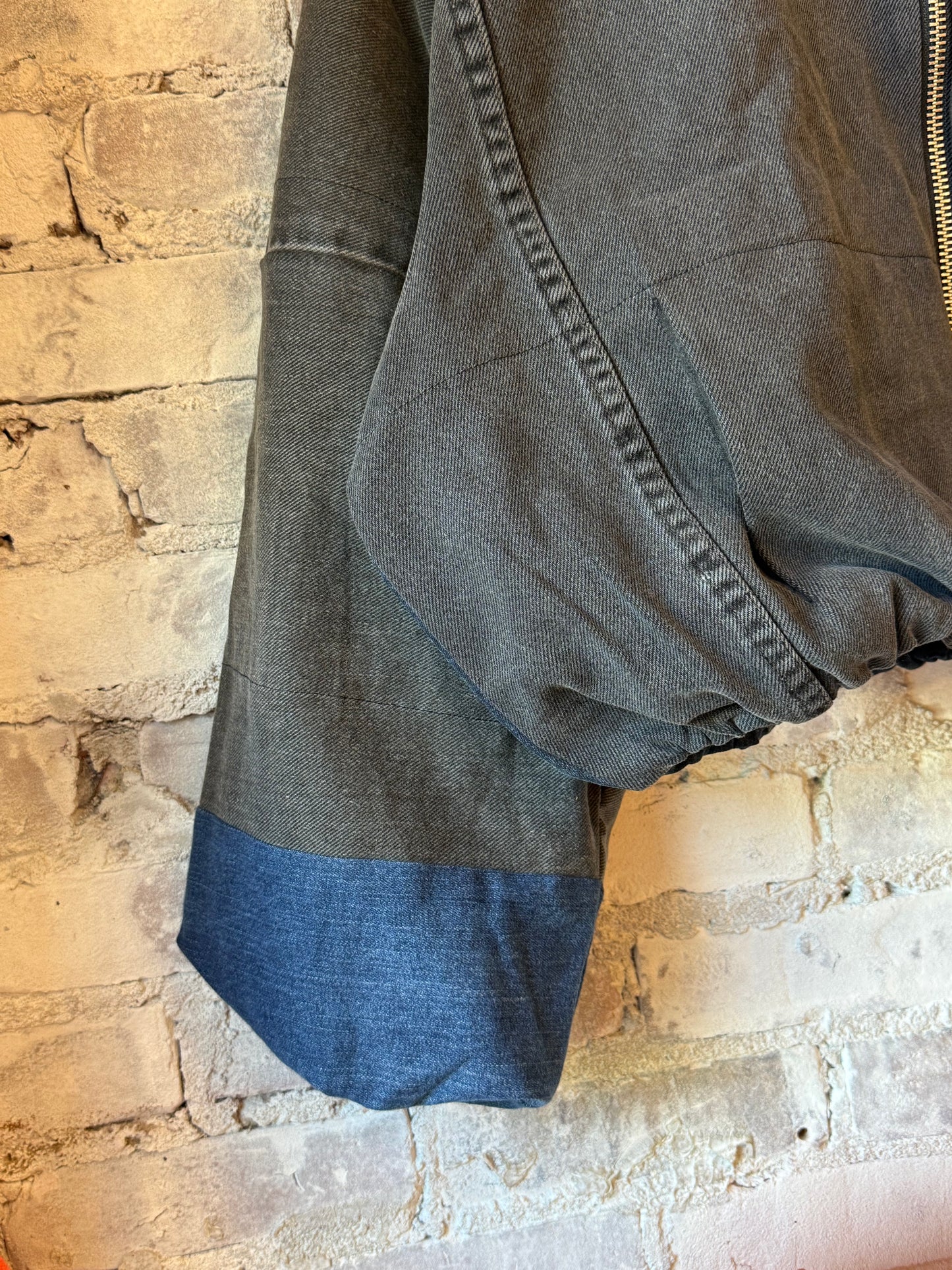 Namai Shira Denim Puffer Bomber Jacket - Assorted Washes Dim Gray