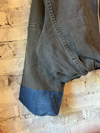 Namai Shira Denim Puffer Bomber Jacket - Assorted Washes Dim Gray