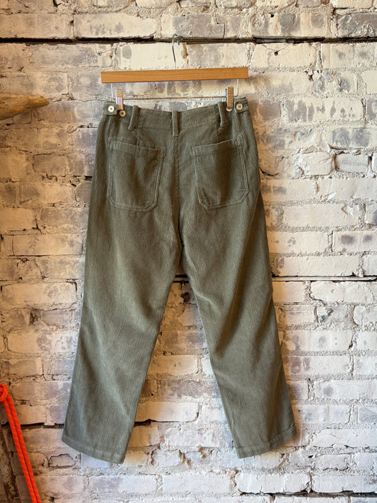 Women's G1 Studio Pant in sage green, featuring a relaxed fit and comfortable waistband, suitable for casual and active wear.