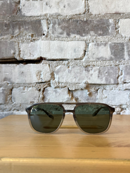 Men's Barton Perreira Gyalis sunglasses with stonehenge and green smoke lenses, stylish and modern eyewear for men.