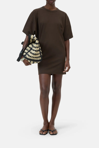 Closed Women's Deep Yoke Dress – Maple Brown White Smoke
