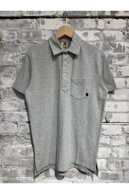 Pique Slot Polo - Light Grey Heather - DUNE + SALT