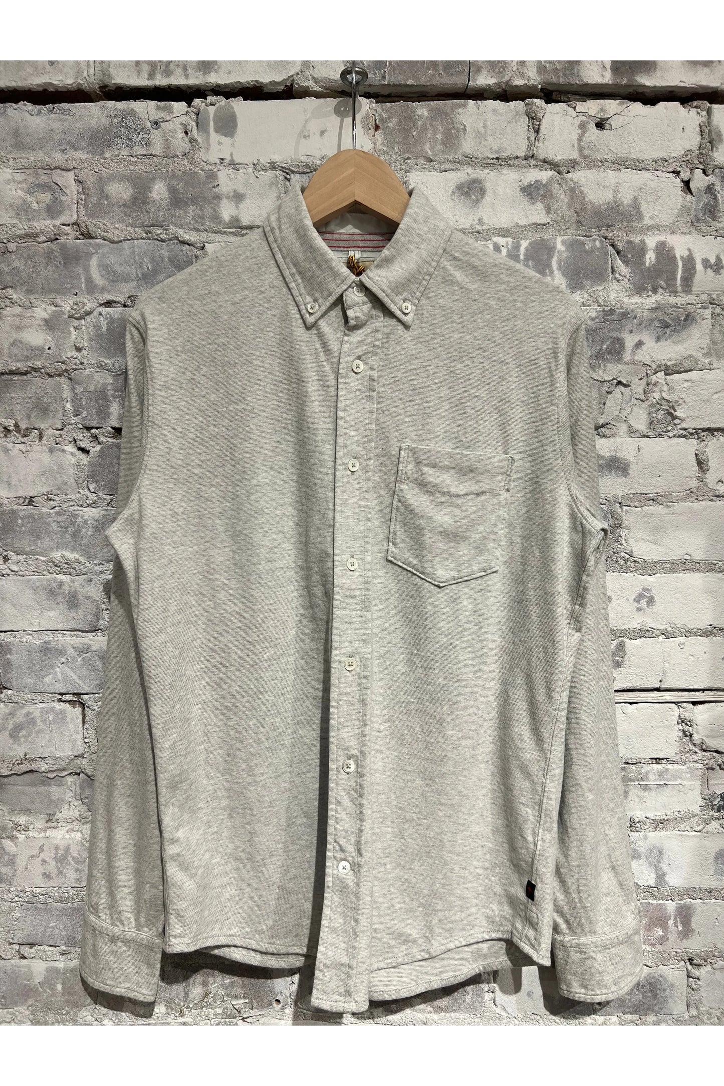 Fineline Knit Buttondown - Stone/Grey - DUNE + SALT