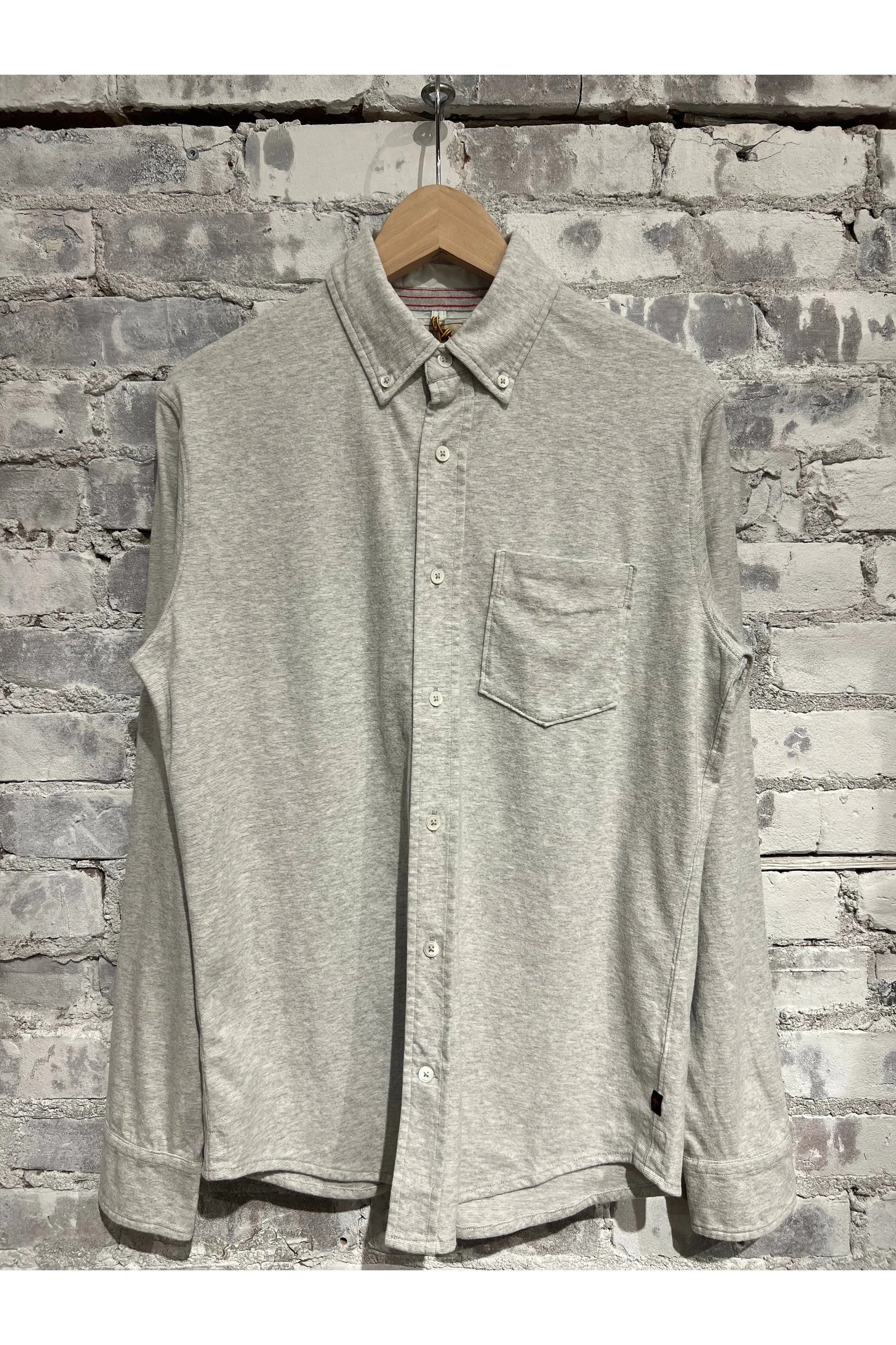 Fineline Knit Buttondown - Stone/Grey - DUNE + SALT