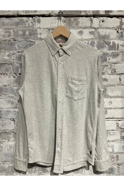 Fineline Knit Buttondown - Stone/Grey - DUNE + SALT