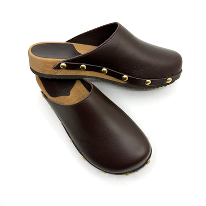 KUNSTENDESIGN.COM Ella | Rich Brown Leather Studs White Smoke