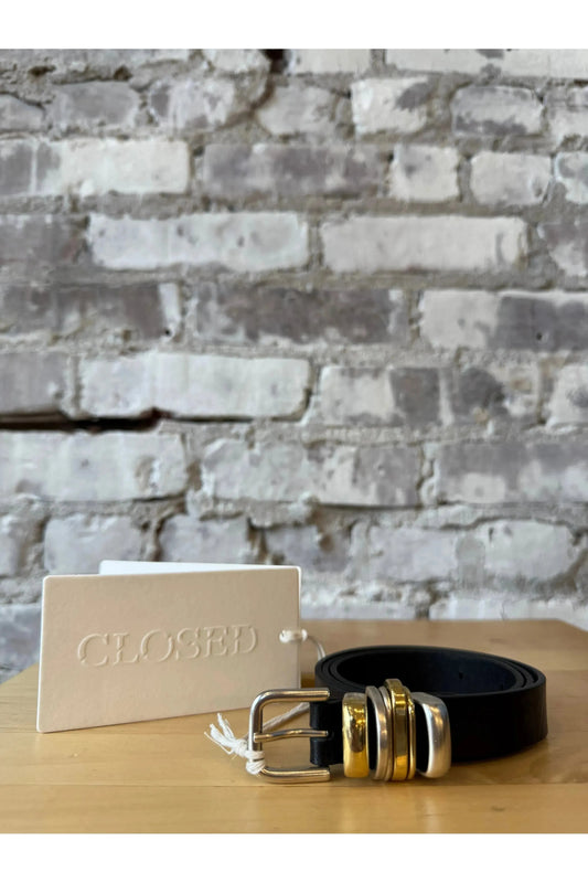 Metal Buckle Leather Belt - Black - DUNE + SALT
