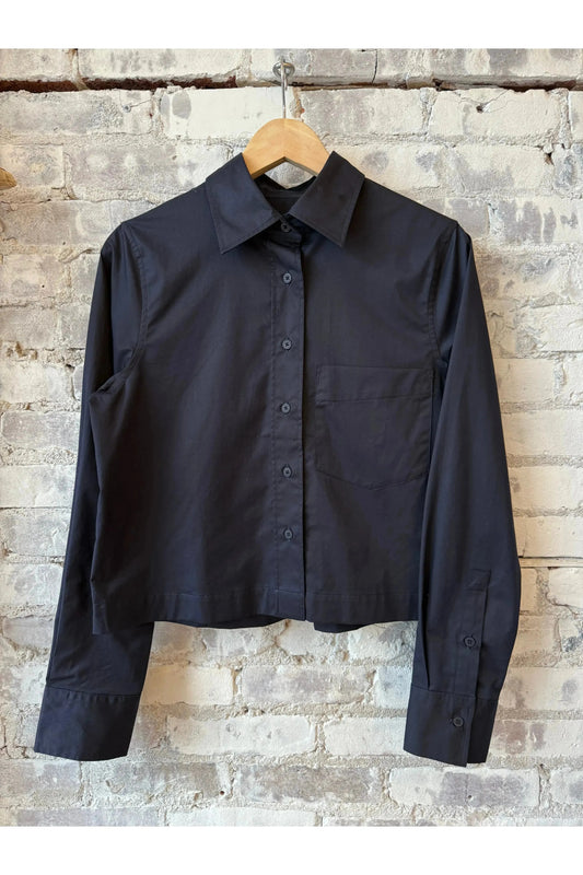 Short Cotton Poplin Blouse - Dark Night - DUNE + SALT