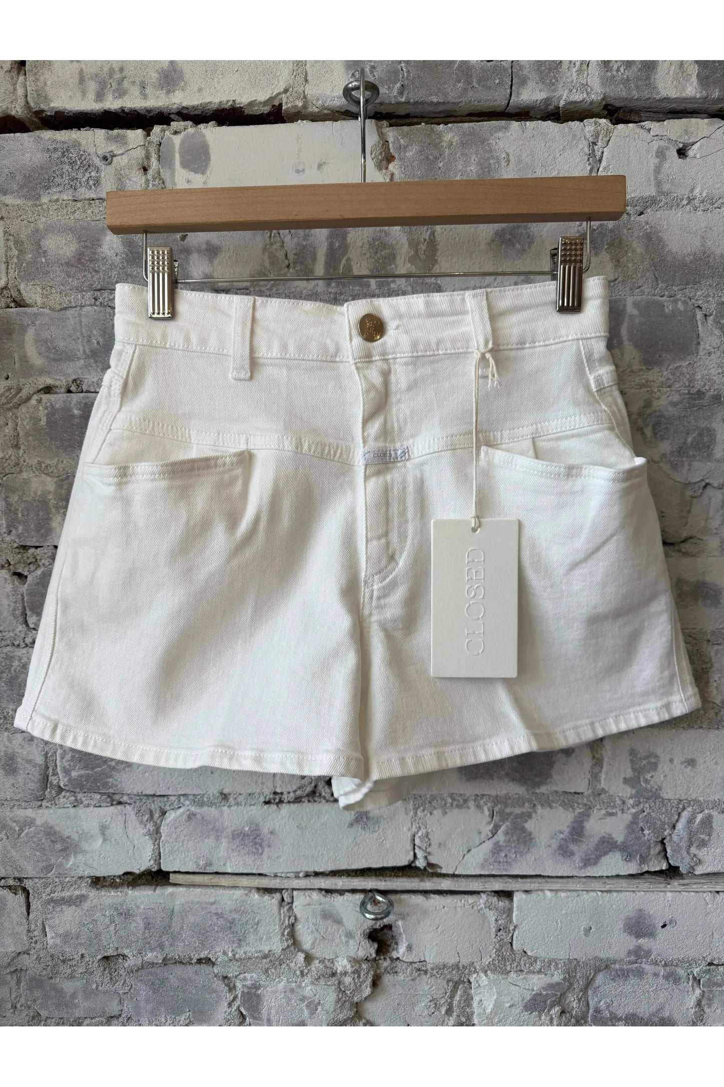 Jocy-X Denim Shorts - White - DUNE + SALT