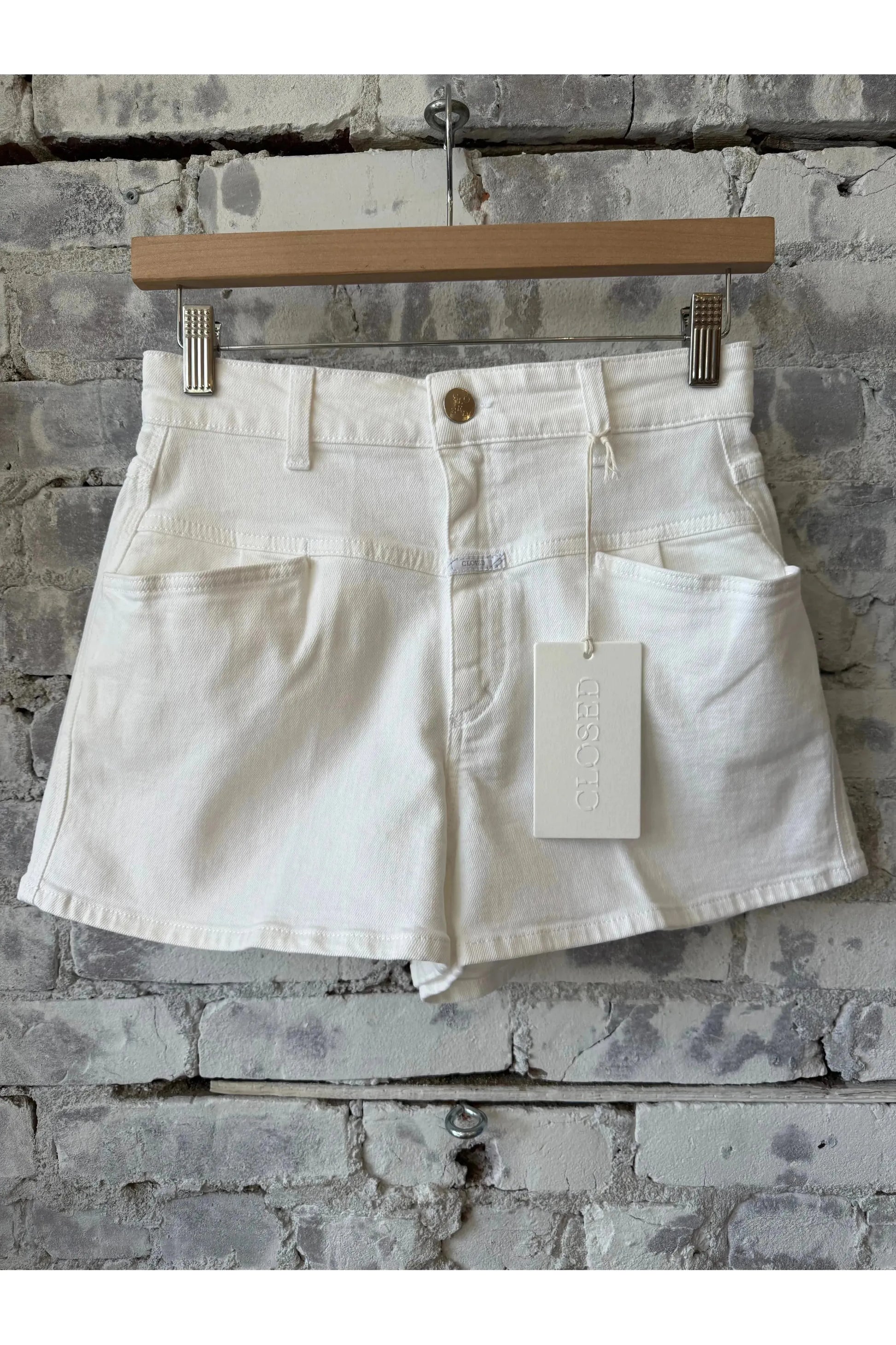 Jocy-X Denim Shorts - White - DUNE + SALT