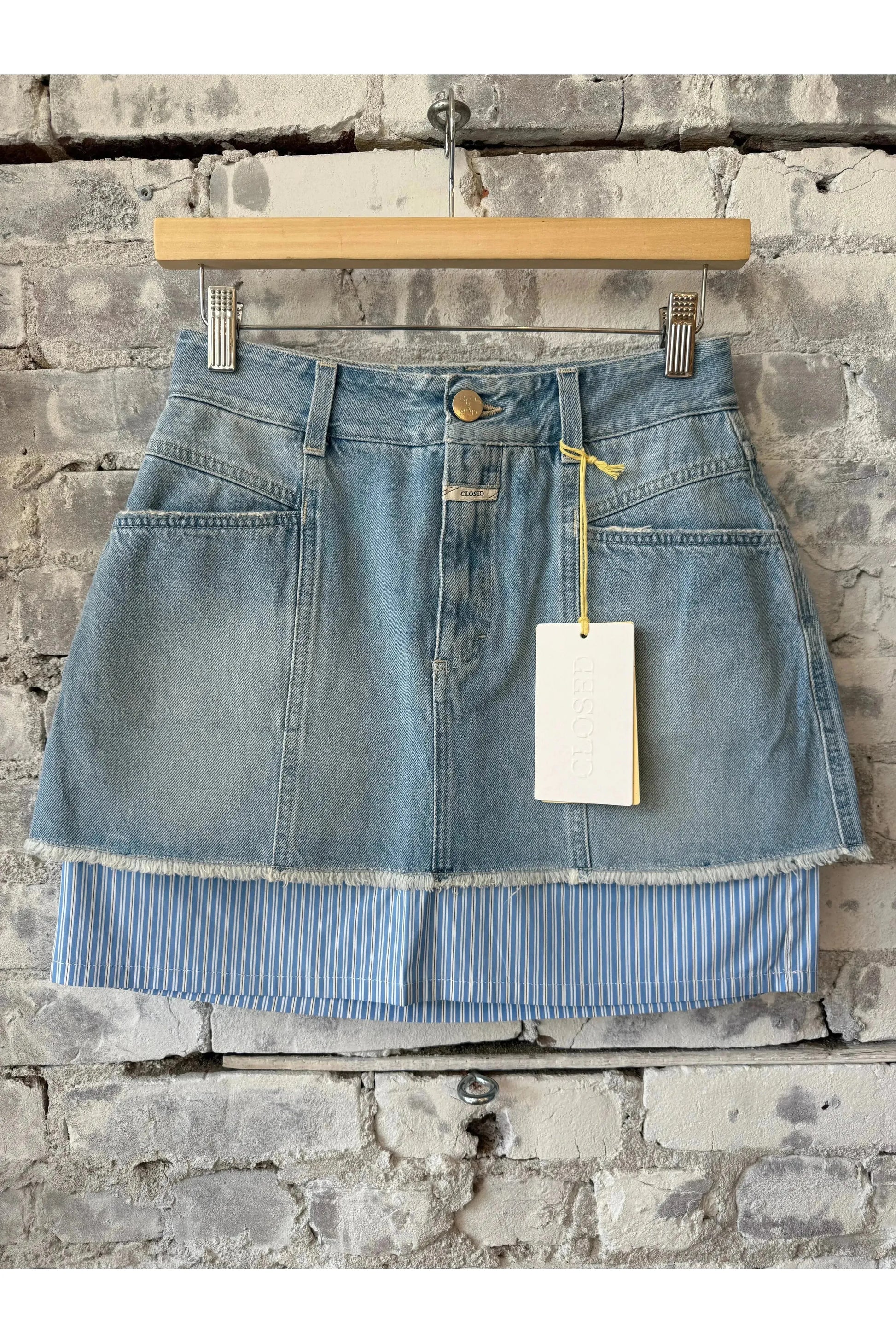 Short Denim Poplin Mini Skirt - Light Blue - DUNE + SALT
