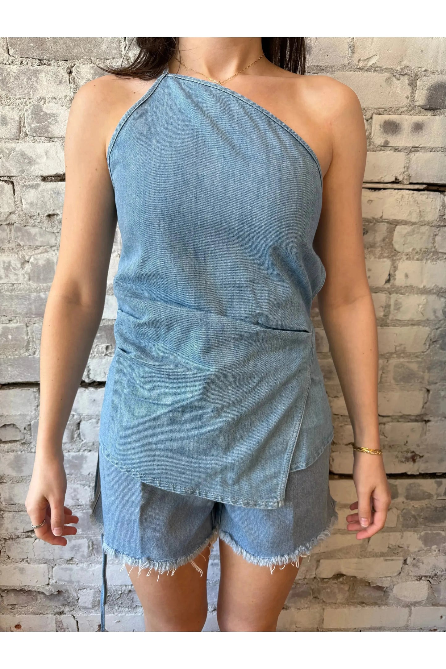 Denim Wrap Top - Light Blue - DUNE + SALT