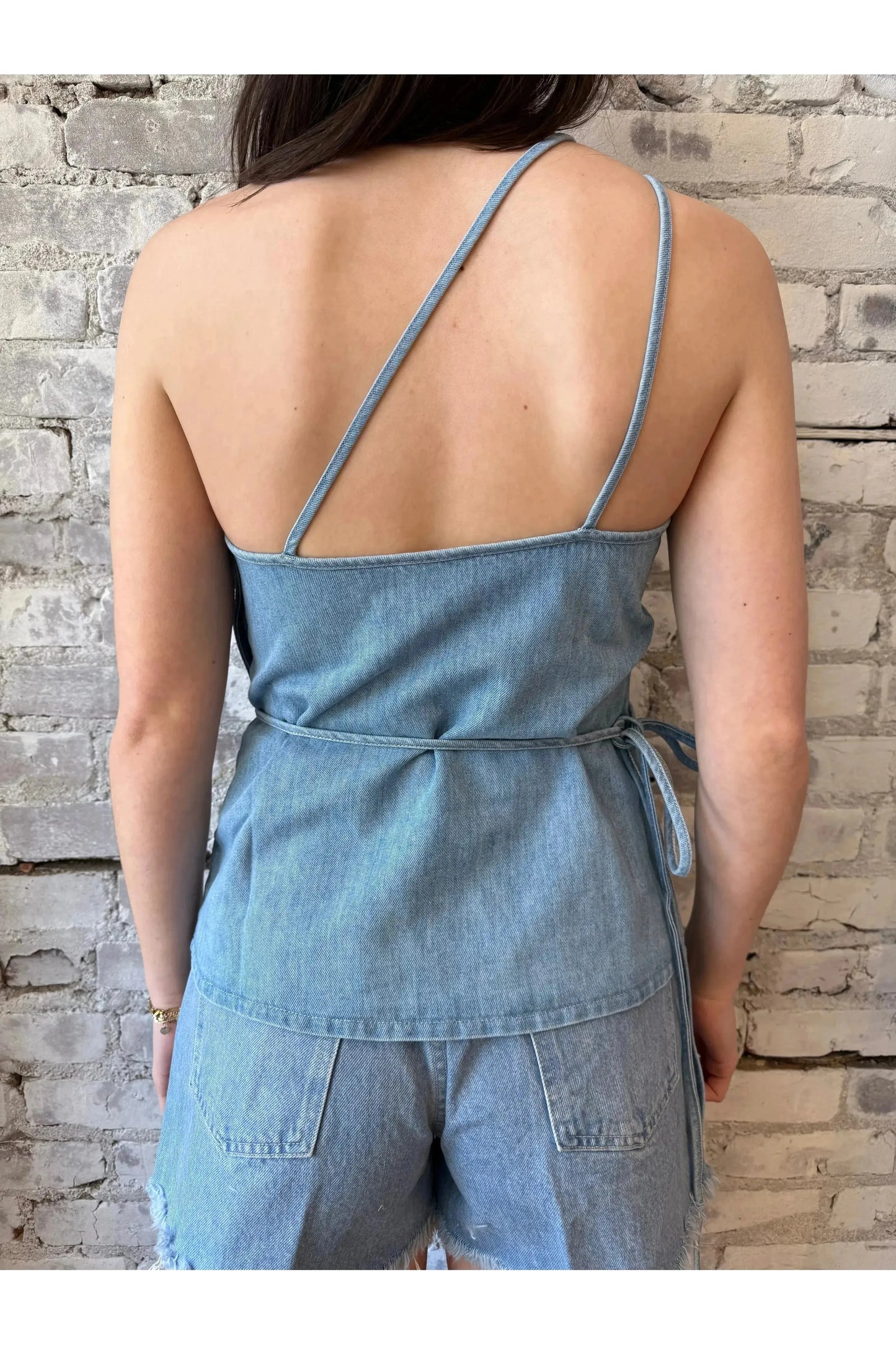 Denim Wrap Top - Light Blue - DUNE + SALT