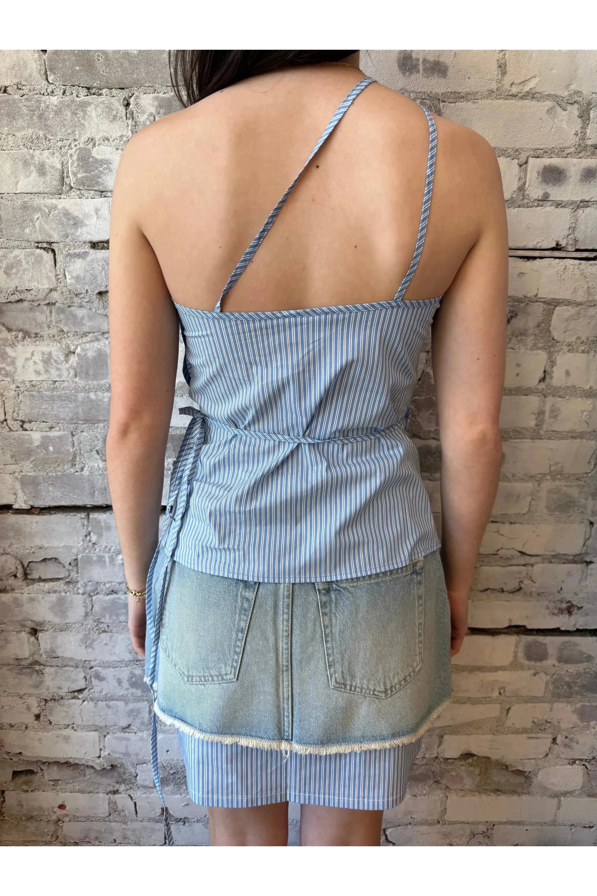 Cotton Poplin Wrap Top - Cornflower Blue - DUNE + SALT