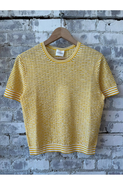 Top in Seersucker Knit - Mango Yellow - DUNE + SALT
