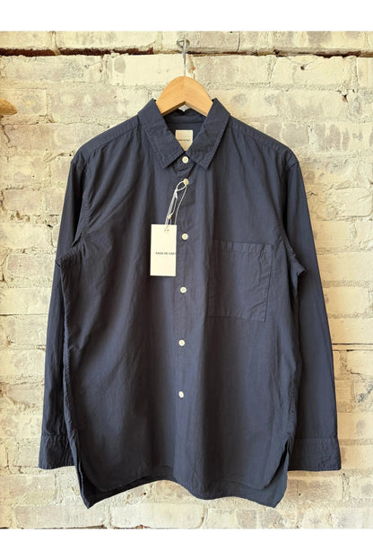 Broadcloth Regular Collar Shirt - Navy - DUNE + SALT