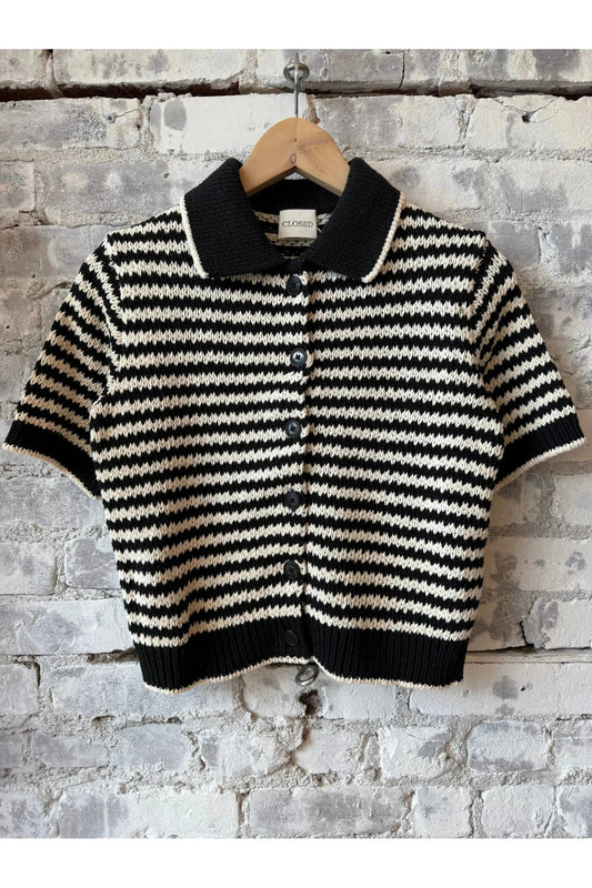 Knitted Cardigan in Organic Cotton - Black - DUNE + SALT