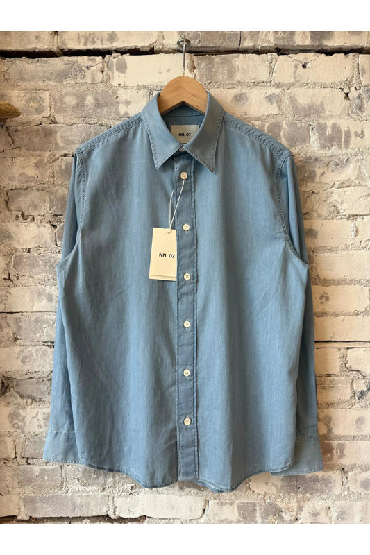 Colby Denim Shirt - Bleach Indigo - DUNE + SALT