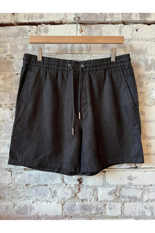 Gregor Casual Drawstring Linen Shorts - Black - DUNE + SALT