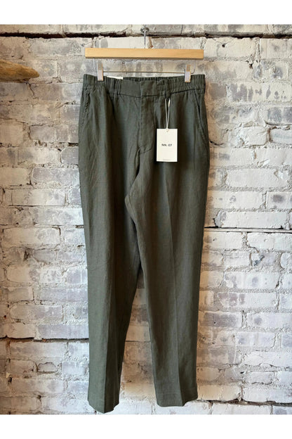 Billie Drawstring Linen Pant - Croc Green - DUNE + SALT