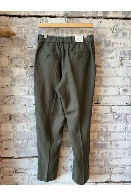 Billie Drawstring Linen Pant - Croc Green - DUNE + SALT