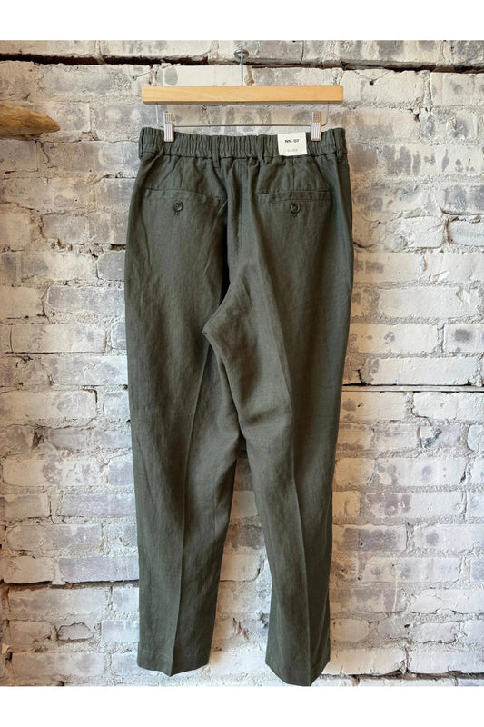 Billie Drawstring Linen Pant - Croc Green - DUNE + SALT