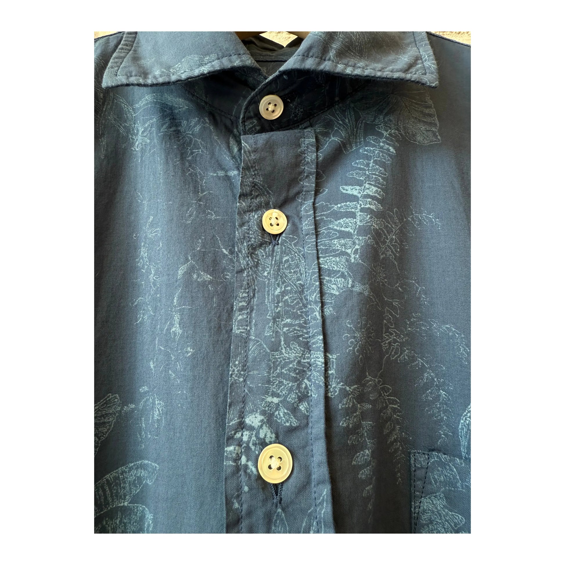 Paul Pat Palm Tree Print Cotton Shirt - Cobalt Blue - DUNE + SALT