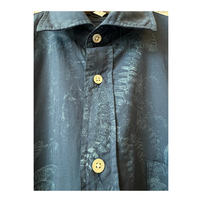 Paul Pat Palm Tree Print Cotton Shirt - Cobalt Blue - DUNE + SALT