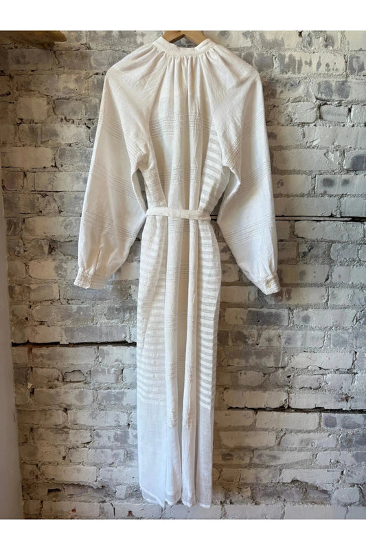 Makeda Button Up Dress - Abira White - DUNE + SALT
