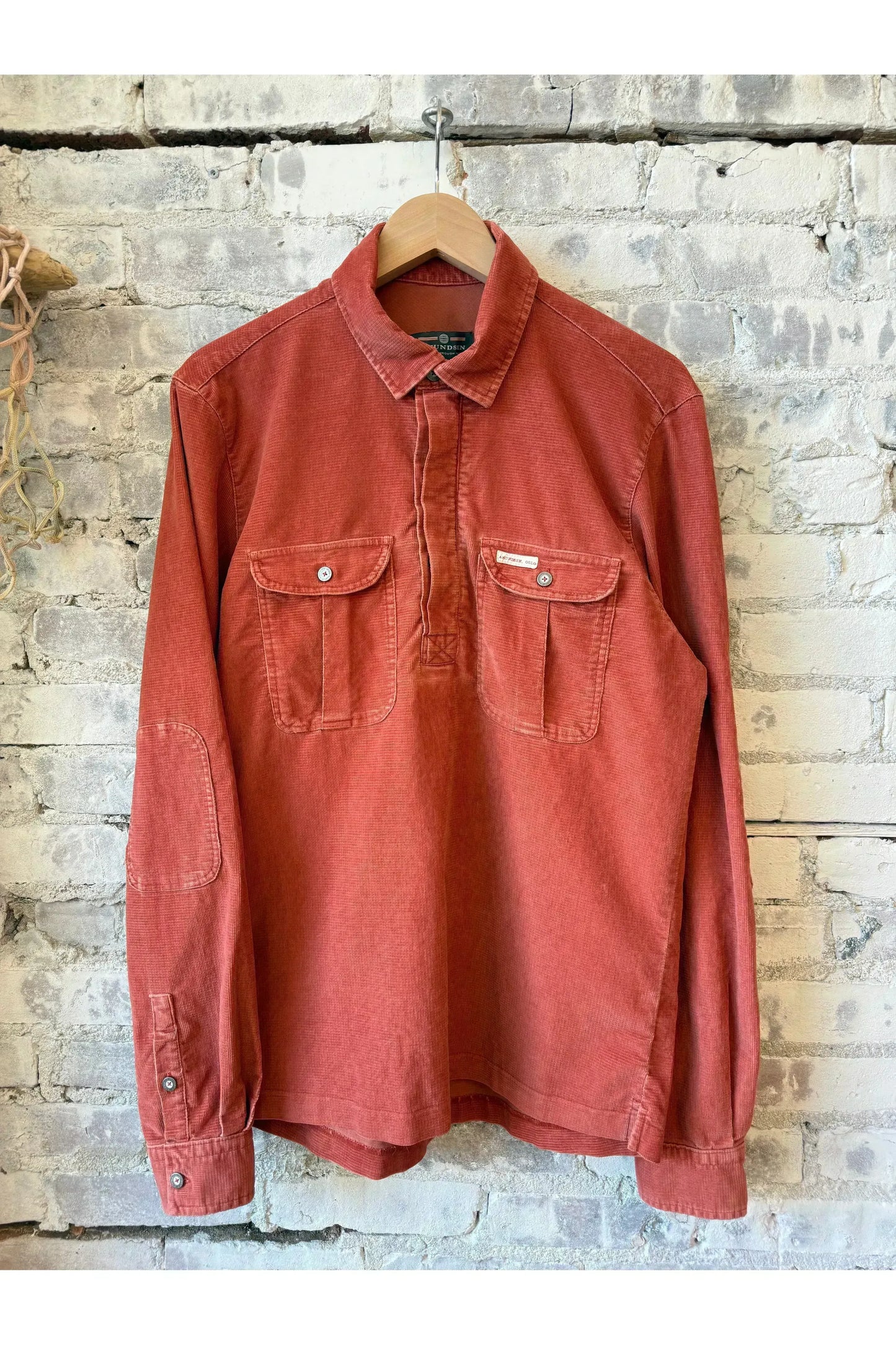 Men's Ranger Velvet Half-Zip Shirt - Terra Red - DUNE + SALT