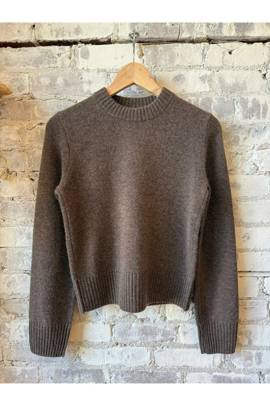 Marais Cashmere Crewneck Sweater - Heather Chocolate - DUNE + SALT