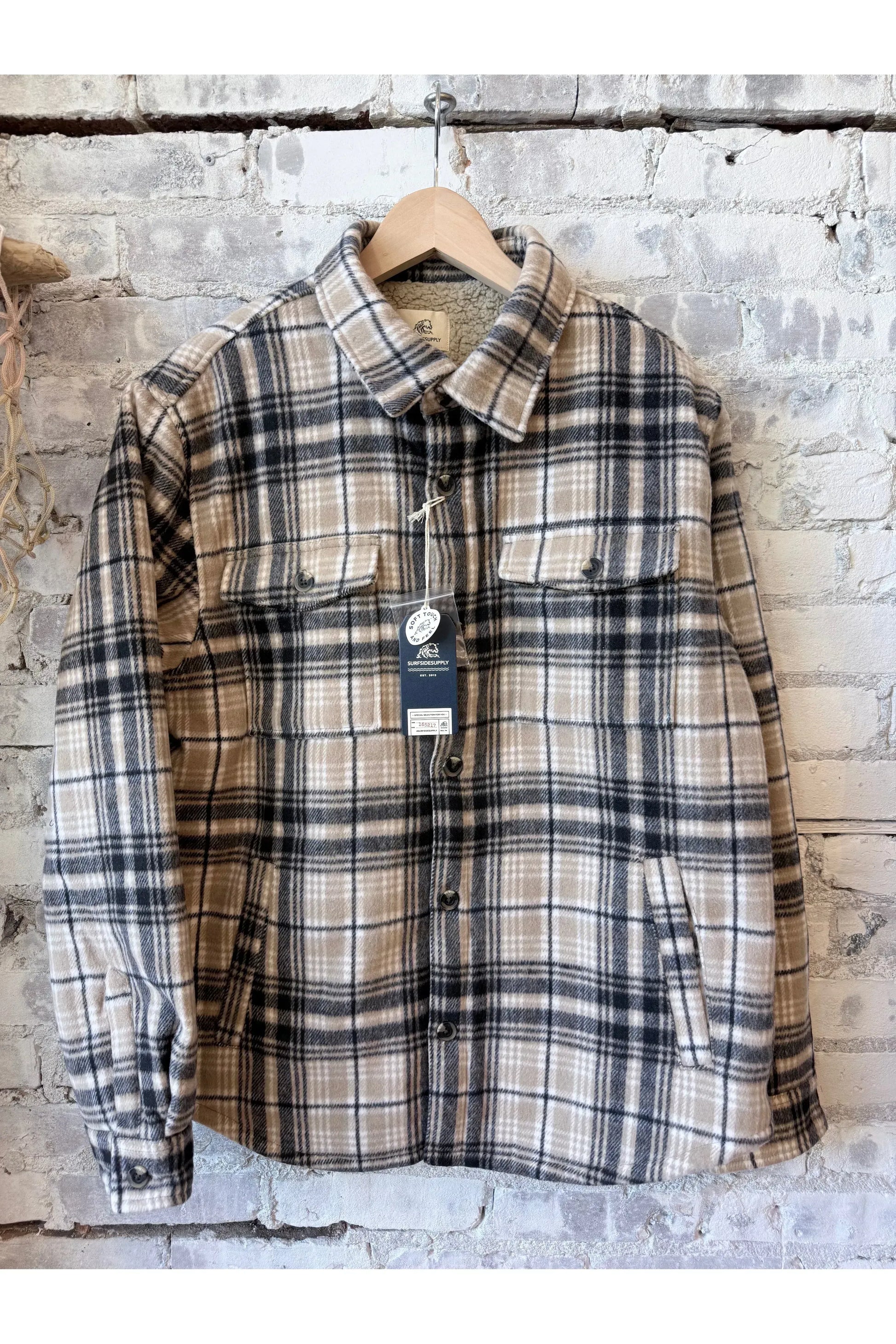 Skip Sherpa Shirt Jacket - Chinchilla Combo - DUNE + SALT