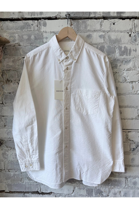 Heavy Oxford Short Point Collar Shirt - Off White - DUNE + SALT
