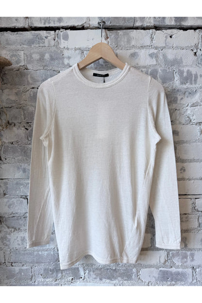 Cotton Gauze Jersey Pullover Crewneck - Ivory - DUNE + SALT