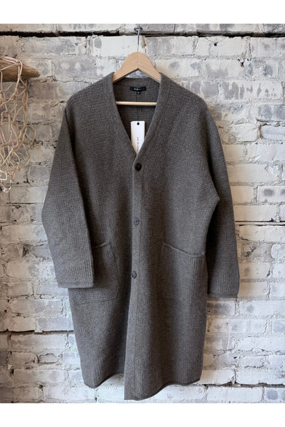 Cashmere/Wool Cardigan Coat - Greige - DUNE + SALT