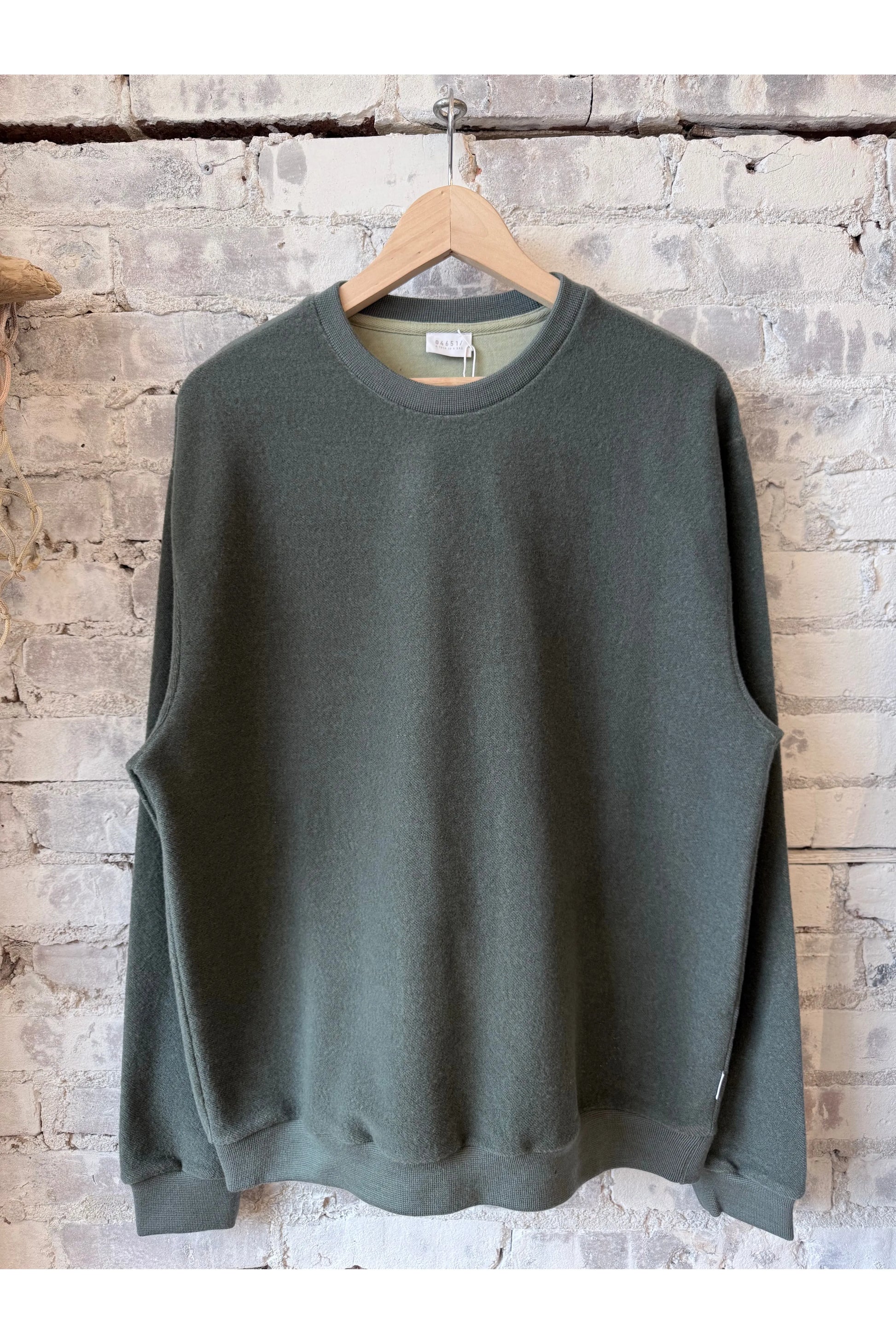 Cotton/Wool Crewneck Jumper - Sea Kelp - DUNE + SALT