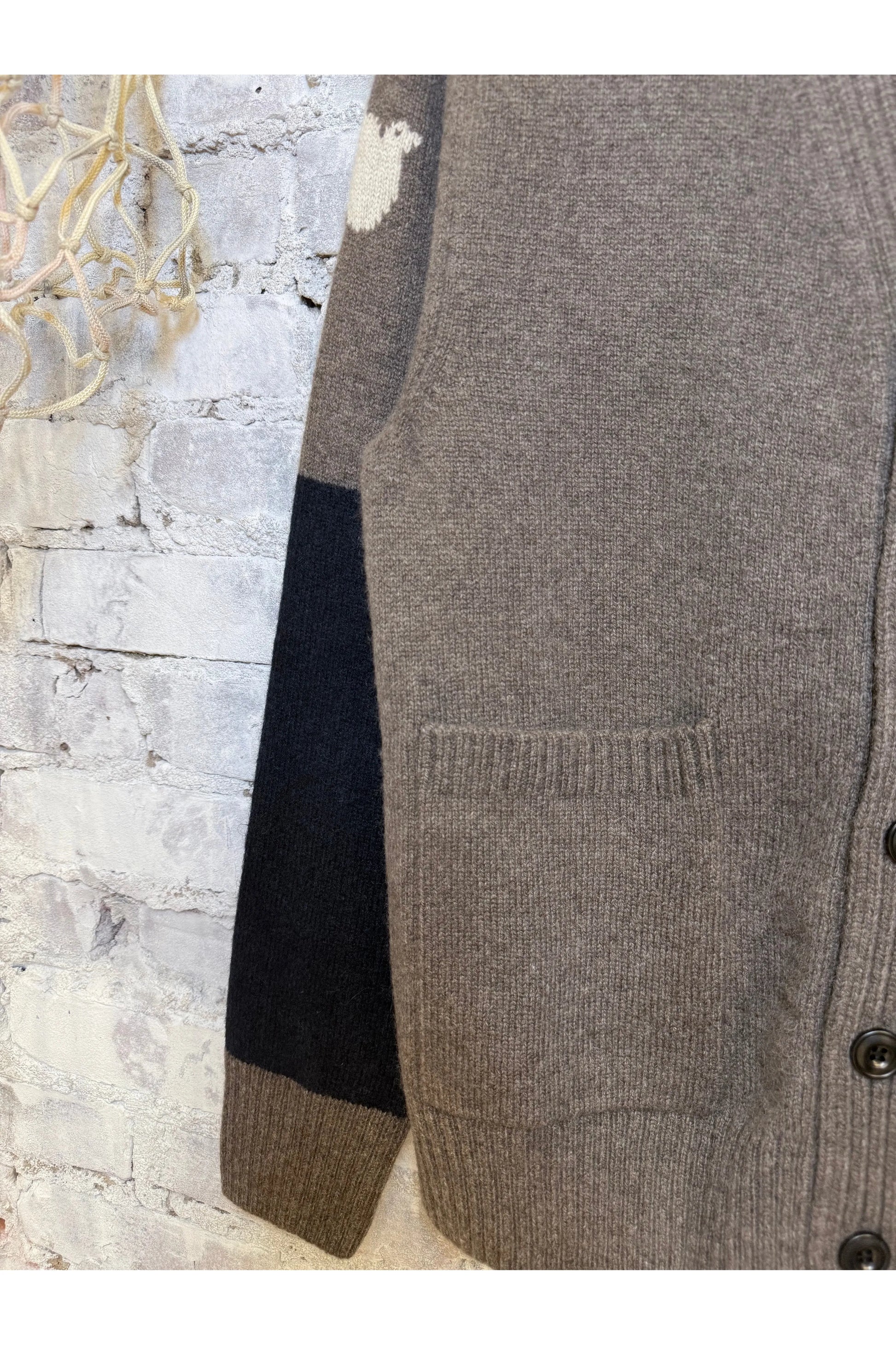 PATCH/POCKET CASHMERE LUX CARDIGAN - Fawn Mix - DUNE + SALT