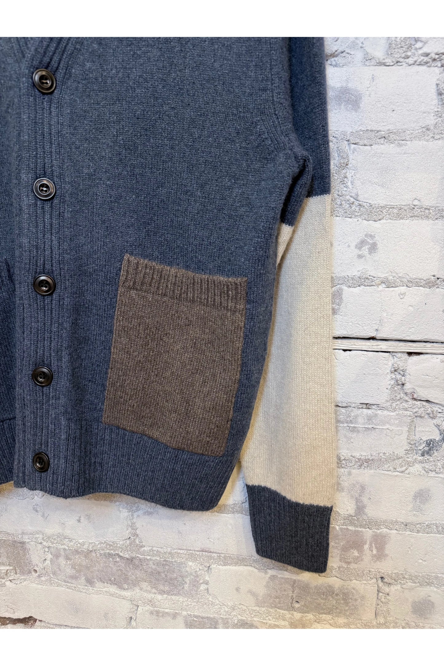 PATCH/POCKET CASHMERE LUX CARDIGAN - MineralBlue Mix - DUNE + SALT