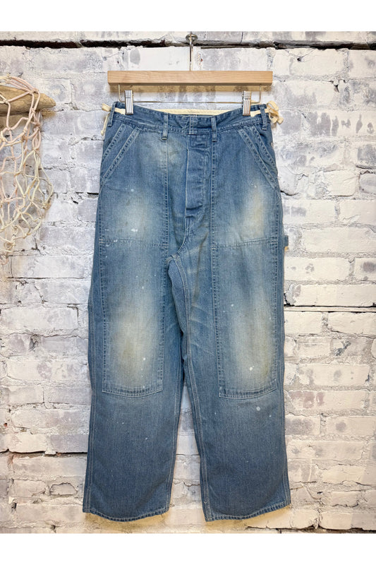 Denim Side Open Painter Pants - Used Wash