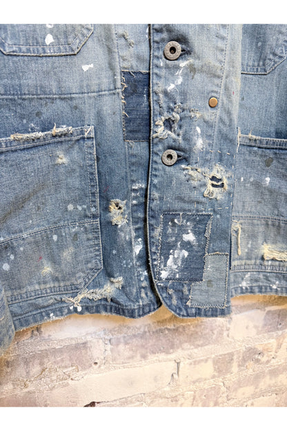 Customized Denim Coverall Jacket - Indigo