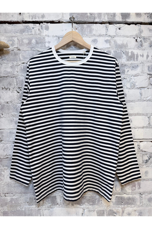 COOLMAX Stripe Jersey L/S Tee - Navy/White