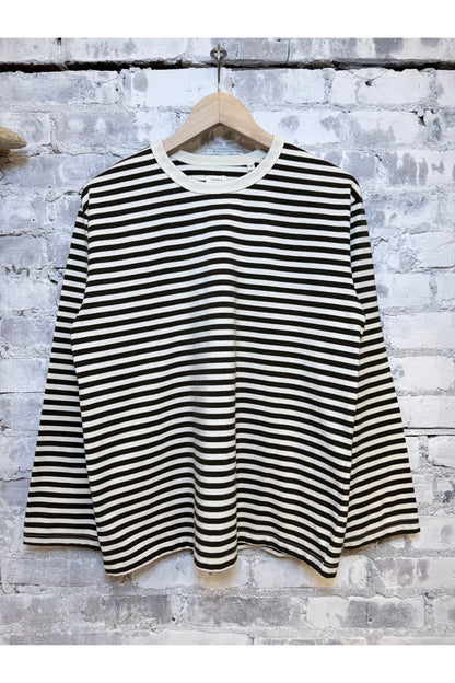 COOLMAX Stripe Jersey L/S Tee - Brown/Natural