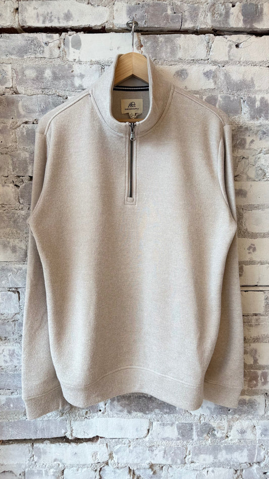 Bobby Cashmist Fleece 1/4 Zip - Taupe Grey Heather - DUNE + SALT